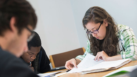 Three students studying